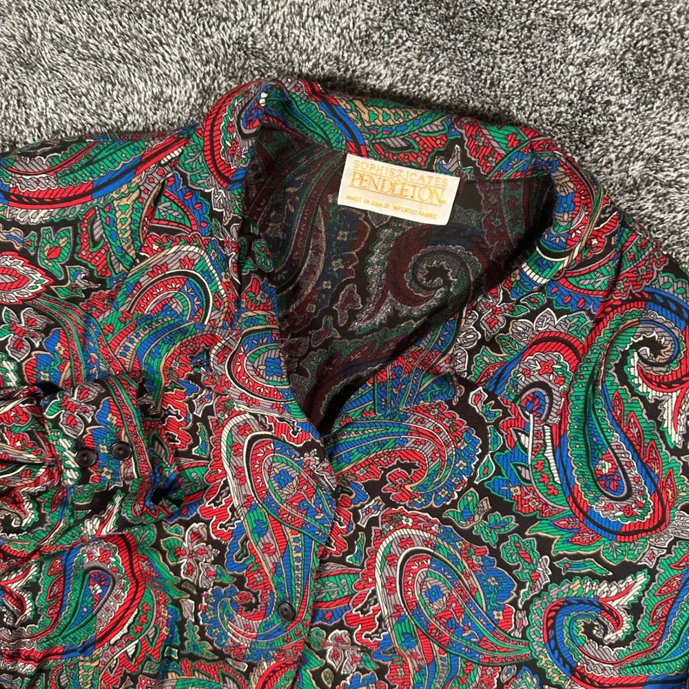 Sophisticates by Pendleton Blouse Womens 14 (XL) Paisley Button Down USA